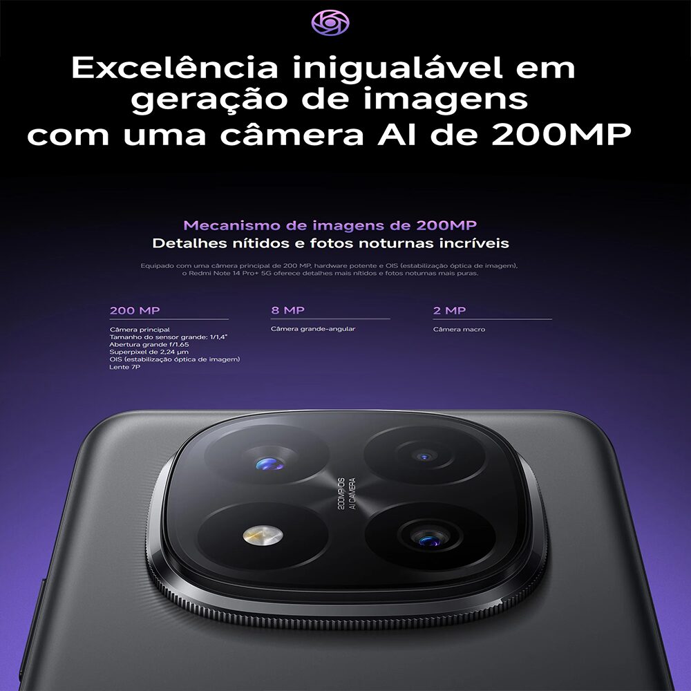 Smartphone Redmi Note 14 Pro Plus 5G 512 GB 12 GB RAM – Tela AMOLED 6,67″ 120 Hz, Dimensity 7200-Ultra, Android 14, Bateria 5000 mAh - Imagem 3