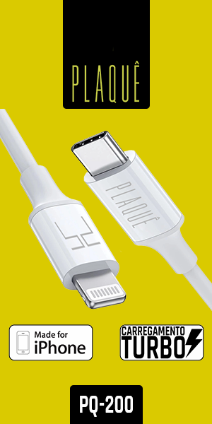 Cabo Plaquê PQ200 – Tipo C para Lightning, Turbo 3.0, 1 Metro