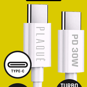 Cabo Plaquê PQ250 – Tipo C para Tipo C, Turbo 30W