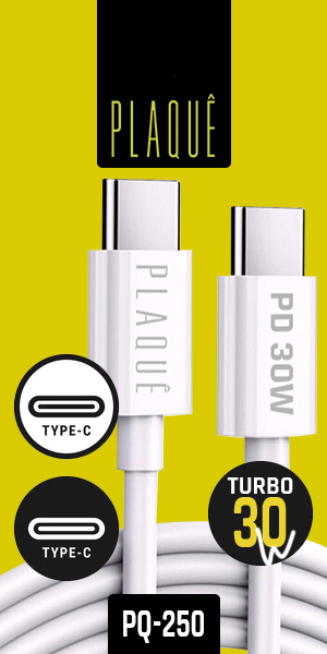 Cabo Plaquê PQ250 – Tipo C para Tipo C, Turbo 30W