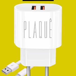 Carregador Turbo Plaquê PQ320C – Kit com Cabo Tipo C, Dual USB, 15W