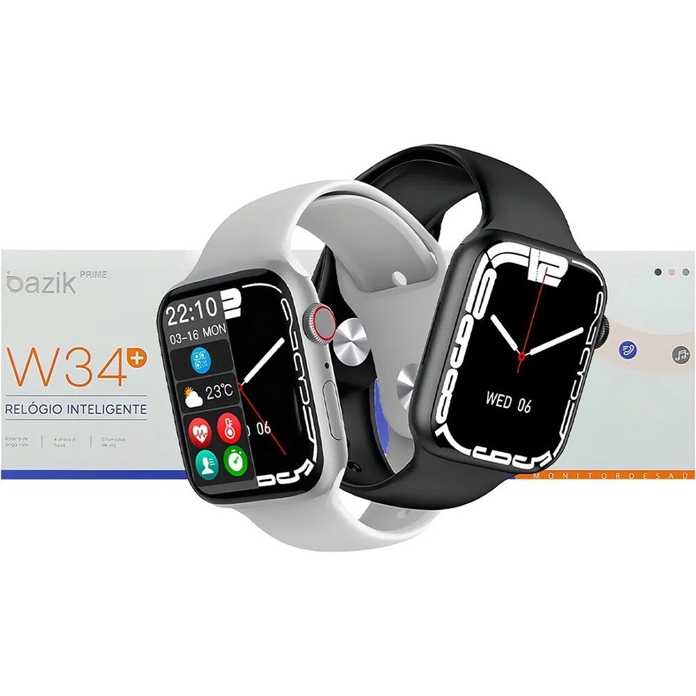 Smartwatch Bazik Prime W34+ – Tela Full Touch, Monitor Cardíaco, Android/iOS - Imagem 9